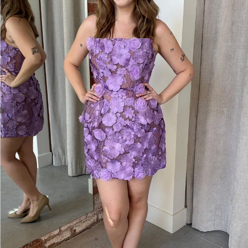Bronx and Banco Jasmine Maraya Strapless Mini Dress XSmall Lilac Lavender Cockta - Picture 4 of 12